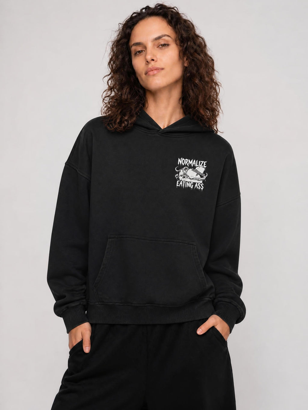 NORMALIZE EATING ASS BIG HOODIE