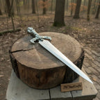 Handmade Medieval Fantasy Short Sword in Polished Steel with Gothic Cross Hilt for Collection, Cosplay and Display