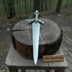 Handmade Medieval Fantasy Short Sword in Polished Steel with Gothic Cross Hilt for Collection, Cosplay and Display