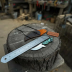 Neck Knife with Leather Sheath – Mini Damascus Pattern Blade | Green Resin Handle | JW SteelCrafts