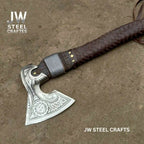 Viking Style Engraved Axe | Handcrafted Leather Wrapped Handle
