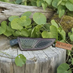 Damascus Skinner Knife Green Black Micarta Handle 3 Inch Blade