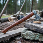 Beautiful handmade steel axe with wood handle