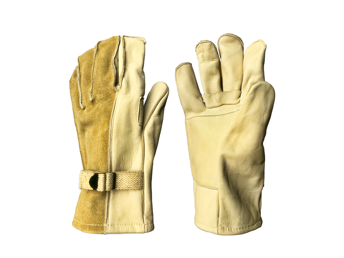 Protech Heavy Duty Cream Shell Cowhide Leather Gloves