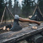 Handcrafted Damascus Utility Hatchet – Bearded Blade Style, Solid Wood Handle, Sheath Included