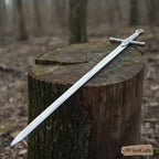 Handmade Sacred Gothic Royal Crusader Sword | Red Gemstone Replica