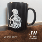 Spartan Warrior Mug | Black Ceramic Coffee Cup | JW SteelCrafts