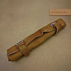 5-Piece Damascus Knife Set Orange Black Pakka Wood Handles with Hammered Tsuchime Blades