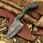Acid Washed Stainless Steel Hunting Knife – Pinecone Handle | Outdoor & Camping Knife