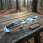 Tracker Knife Custom Handmade J2 Steel  Handle Sheep Horn & Damascus Bolster 13